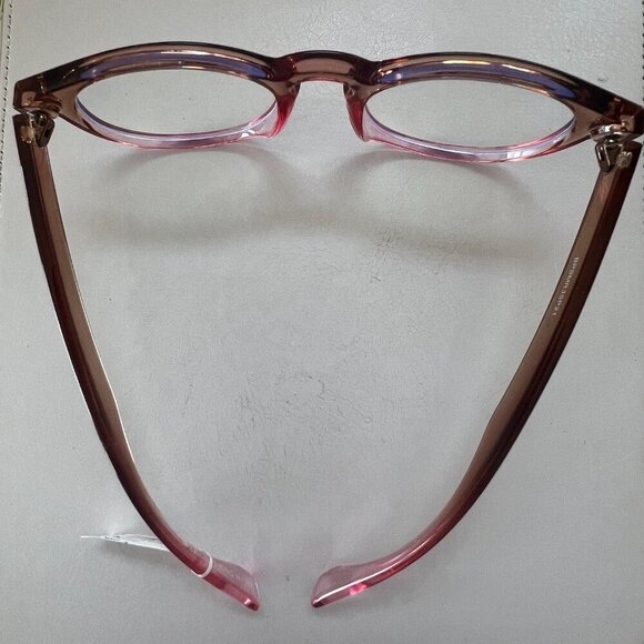 Nordstrom Office Chic Blue Light Computer Acetate Glasses Pink Nude 58mm - Picture 5 of 11